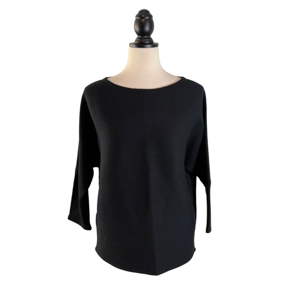 The Reset Ribbed 3/4 Sleeve Pullover Linen Blend Boatneck Knit Top, Size S/M - Picture 2 of 13